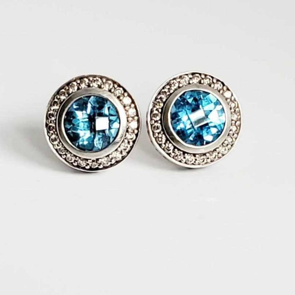 David Yurman Cerise Earrings with Blue Topaz and Diamonds